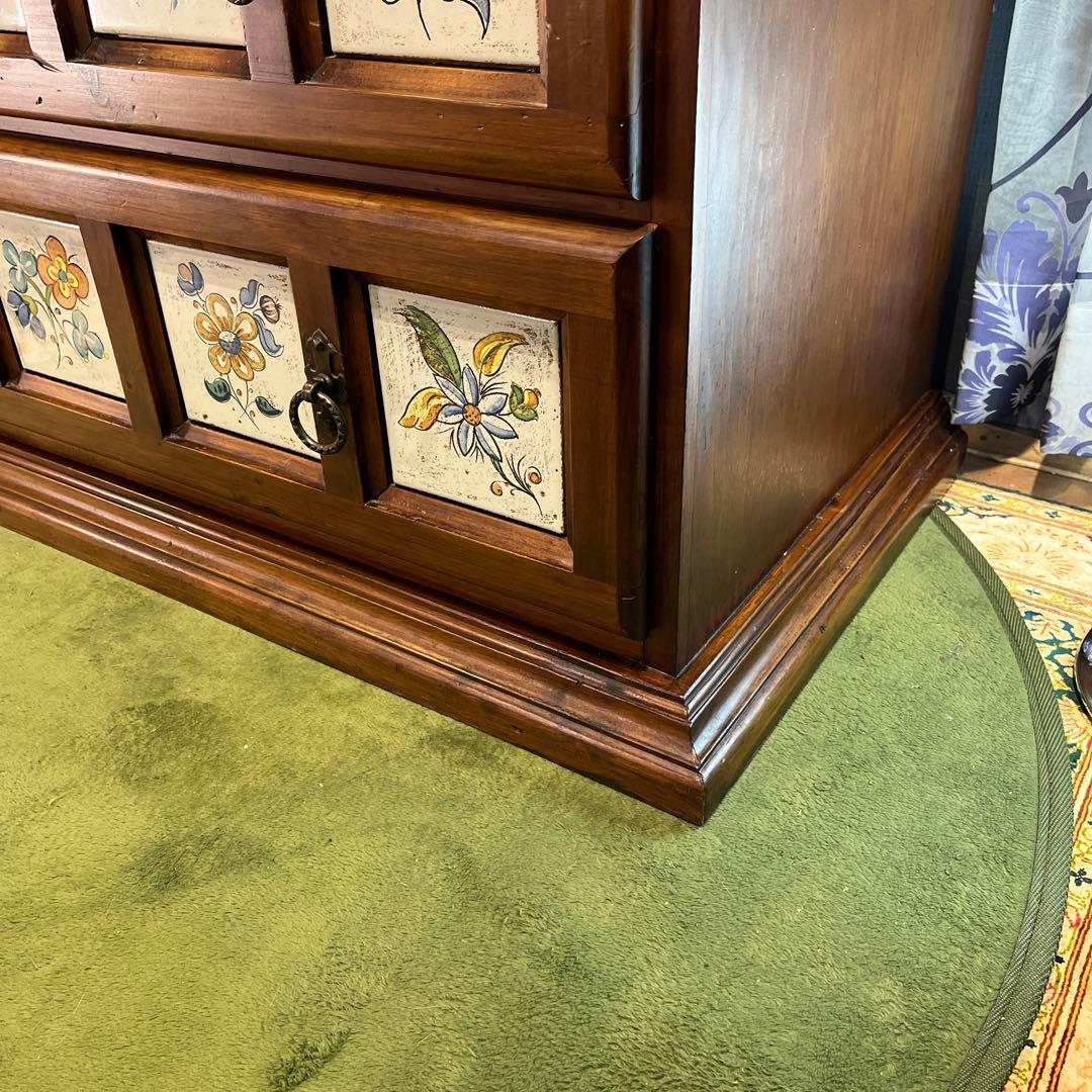 スパニッシュ　アンティーク　バレンシア　タイルチェスト　４段引き出し