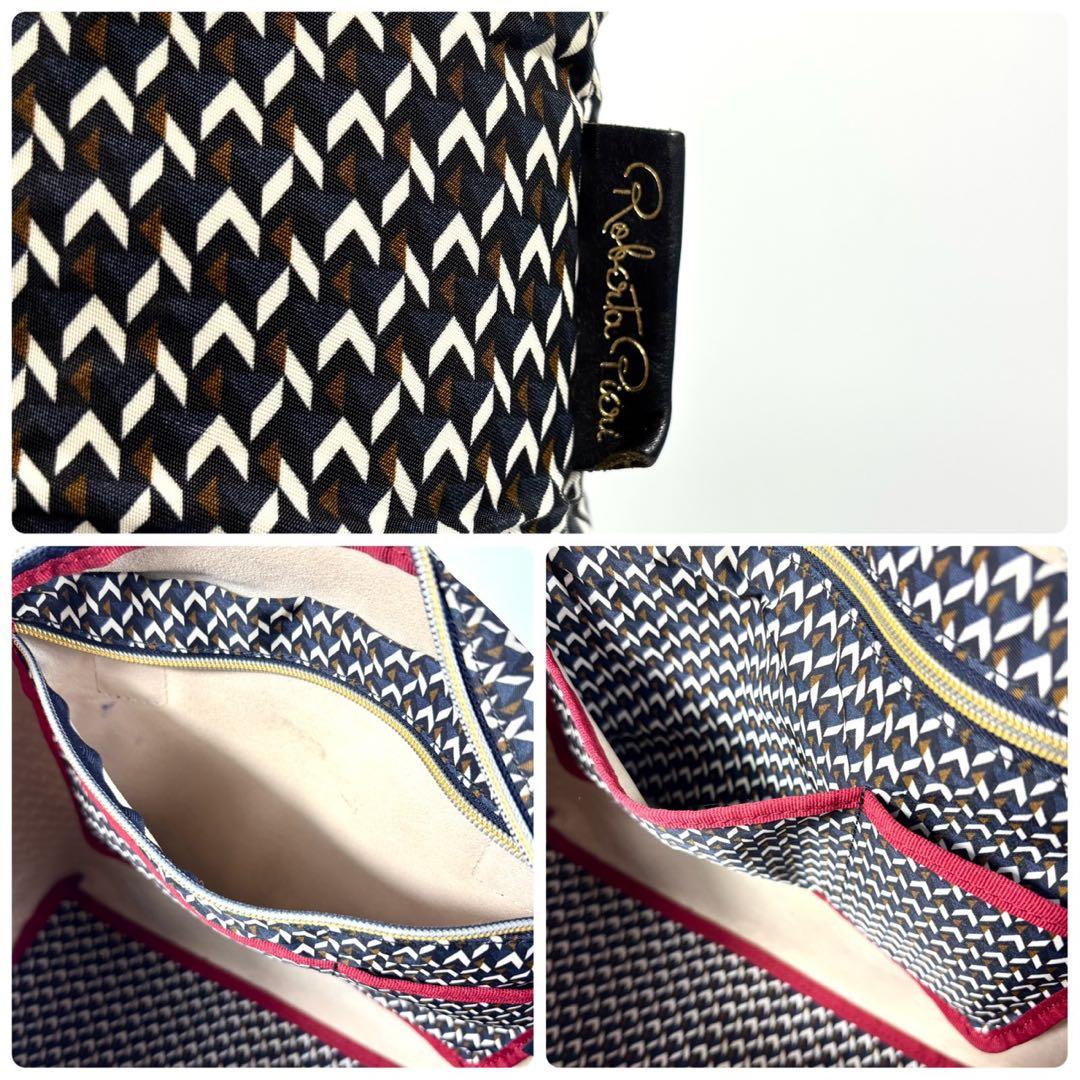 ✨美品✨ロベルタピエリ トートバッグ A4可 肩掛け 大容量 紺 茶 白 黒