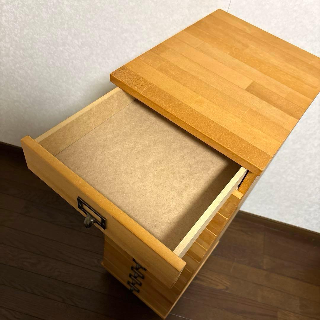 【美品】12段 天然木 チェスト キャスター付き