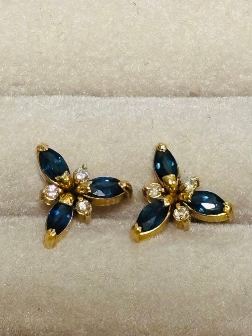 K18 サファイア ダイヤモンド ピアス