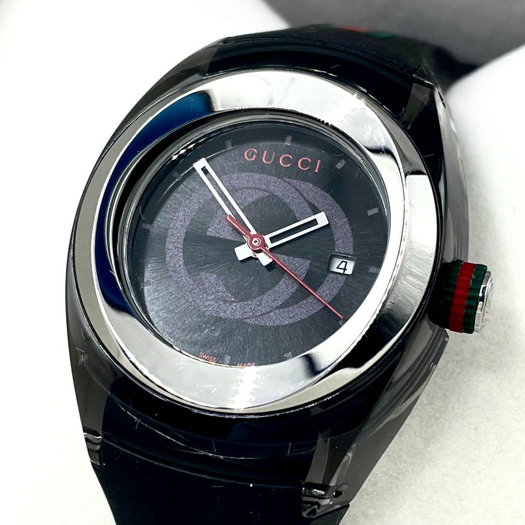 【稼働 美品 付属品】 グッチ シンク 137.3 シェリーライン 腕時計