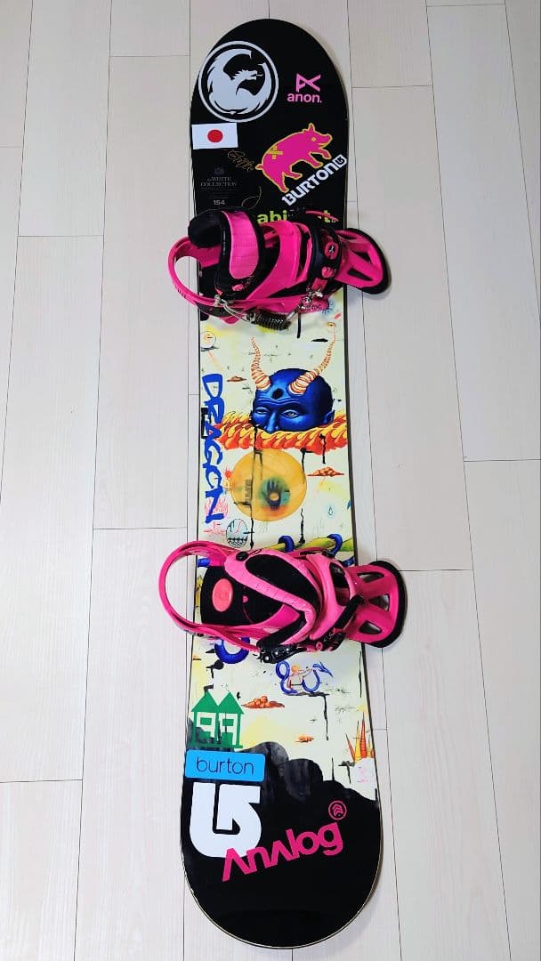 Burton スノーボード 154cm ビンディング・キャスター付きバッグ付き