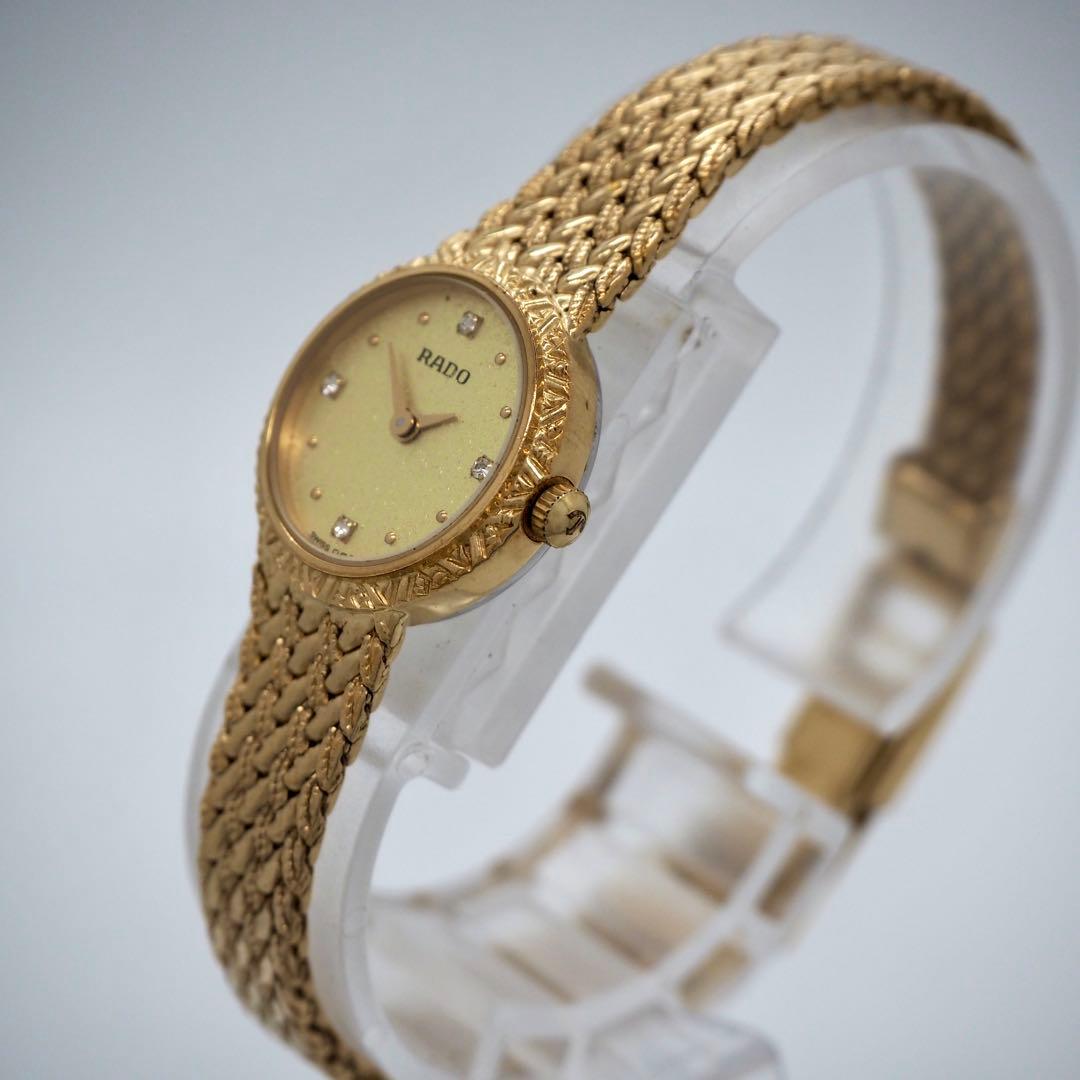 専用508 稼働【美品】RADO 時計 ゴールド4Pダイヤ　メッシュ　レディース