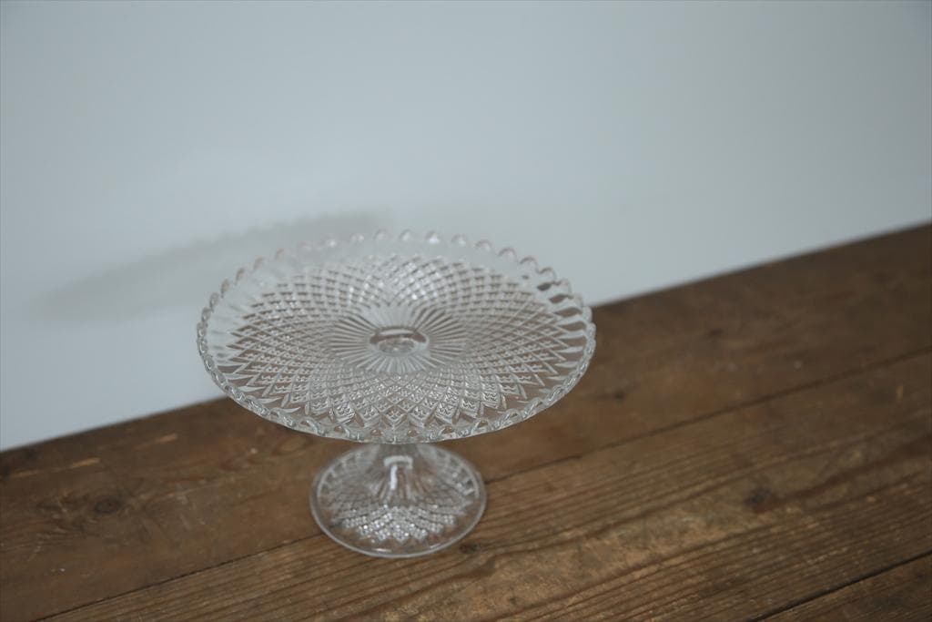 英国アンティークガラス製コンポート/ケーキスタンド/食器飾り棚(84-194-2