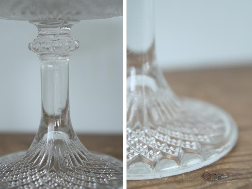 英国アンティークガラス製コンポート/ケーキスタンド/食器飾り棚(84-194-2