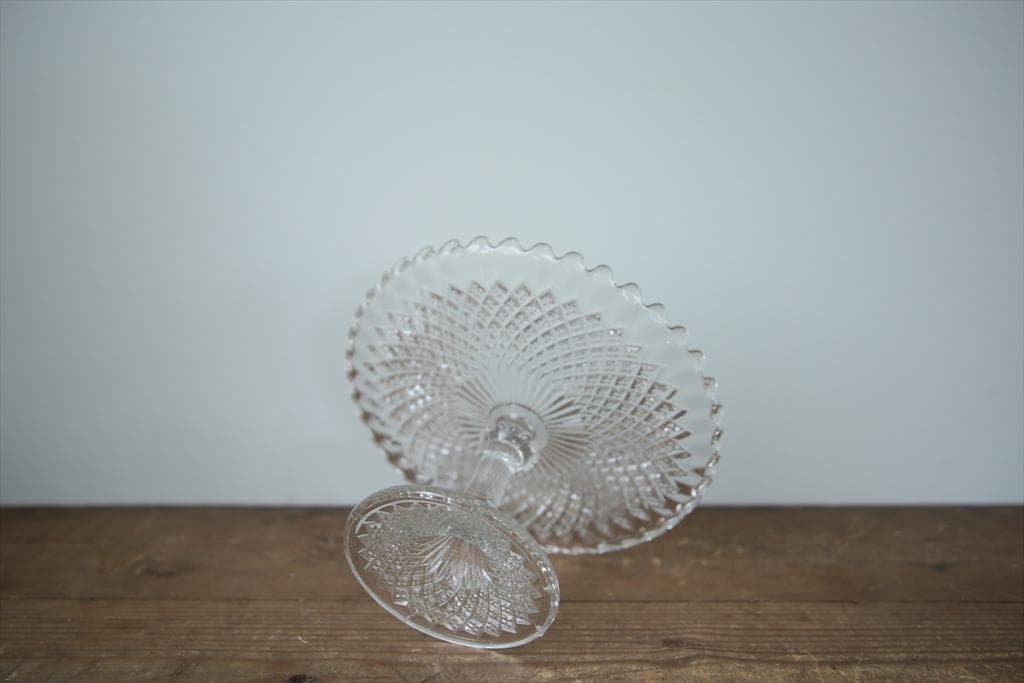 英国アンティークガラス製コンポート/ケーキスタンド/食器飾り棚(84-194-2