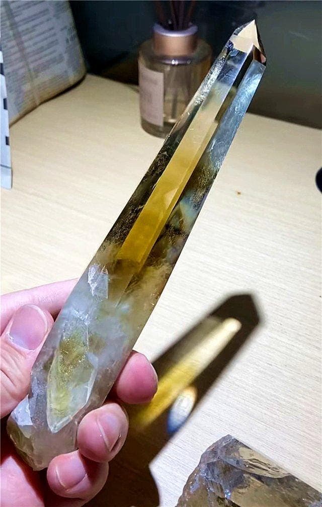 AAA級【金運UP】★天然レインボーシトリン六角柱B0122/HD/326C