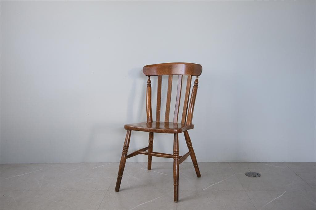 英国アンティーク木製キッチンチェア/ダイニングイス椅子/飾り棚(91-115-2