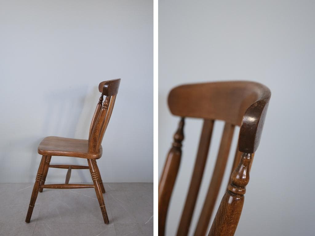 英国アンティーク木製キッチンチェア/ダイニングイス椅子/飾り棚(91-115-2