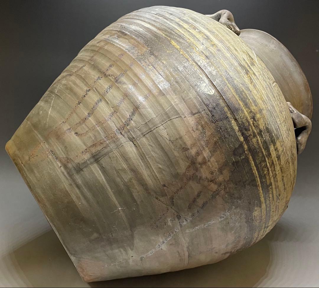 古備前　桃山時代　四耳壺　葉茶壺　大壺　特大　41cm 　f6441