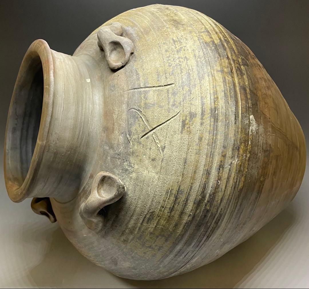 古備前　桃山時代　四耳壺　葉茶壺　大壺　特大　41cm 　f6441