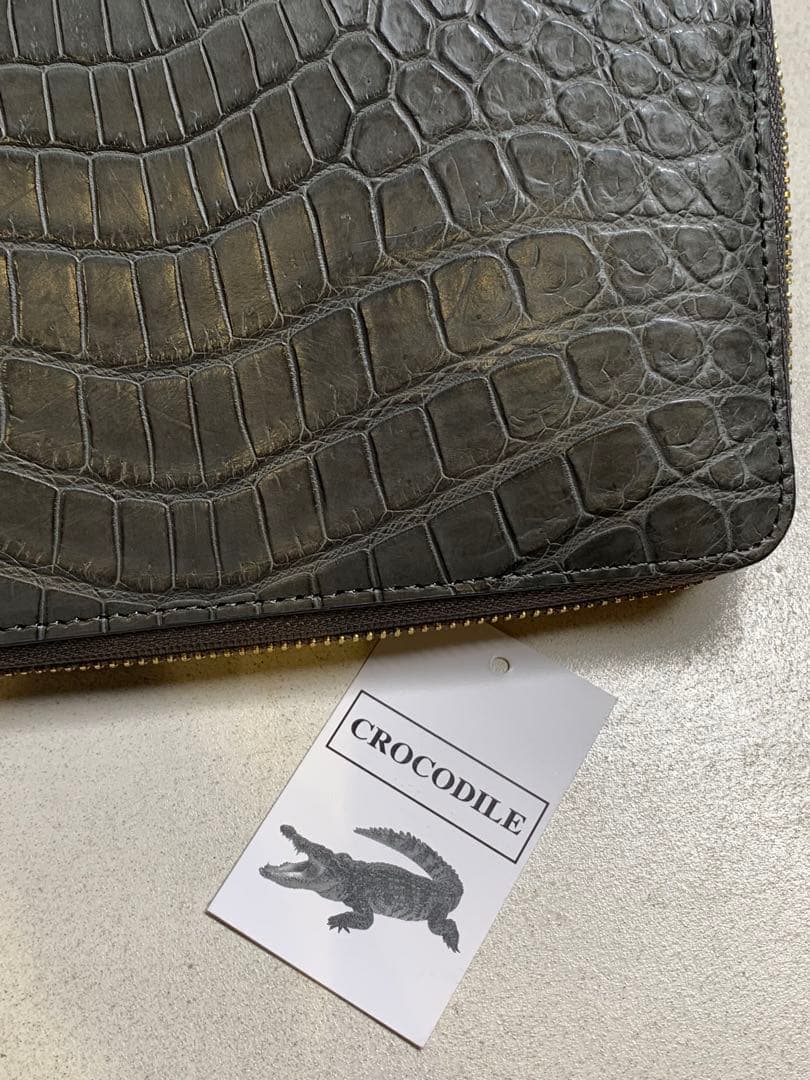 【専用】【新品未使用】CROCODILE クロコダイルレザー 長財布 グレー
