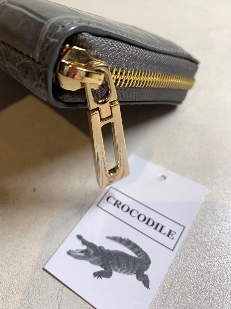 【専用】【新品未使用】CROCODILE クロコダイルレザー 長財布 グレー