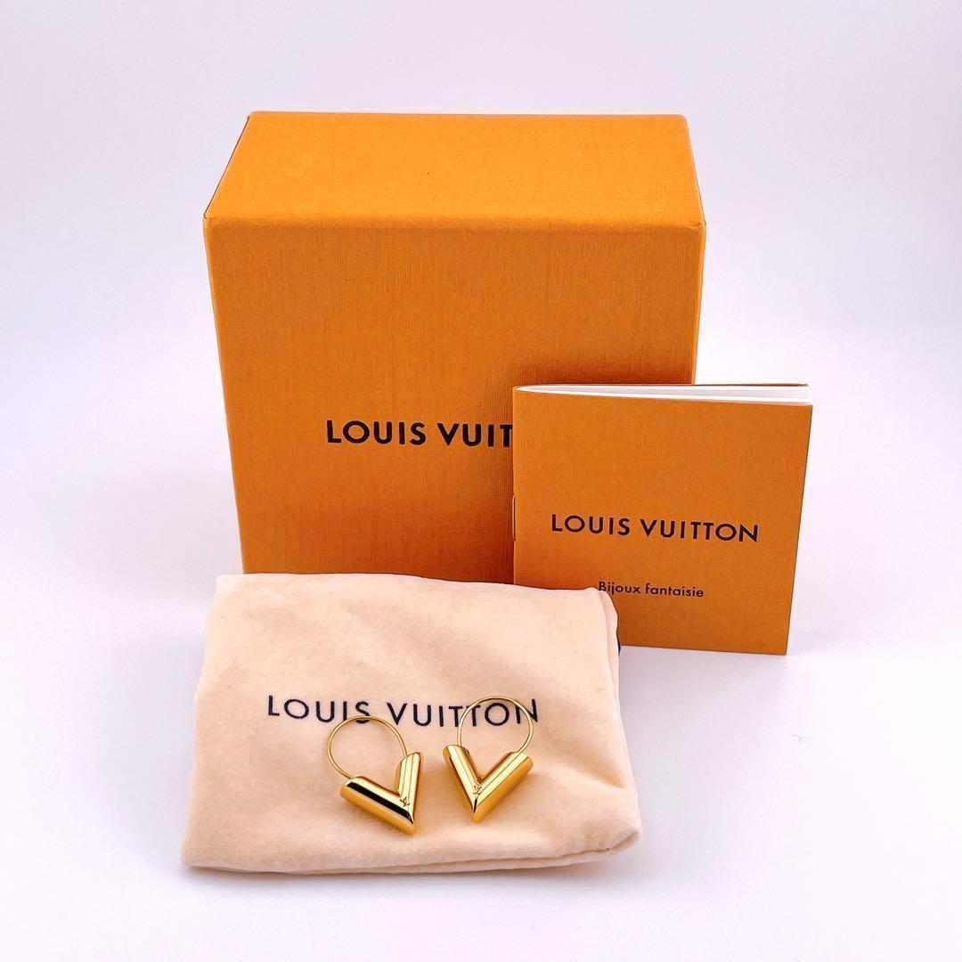 ★ルイヴィトン★ ピアス M61088 Vロゴ エセンシャルV ゴールド フープ