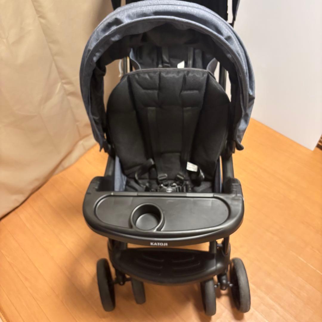 【美品】KATOJI カトージ 二人乗りベビーカー 二人でゴーDX デニム 双子