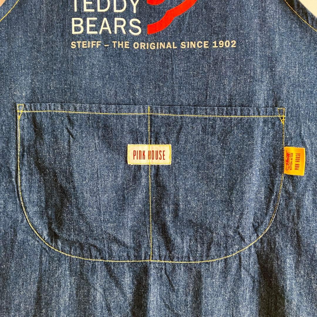 ピンクハウス テディベア 100周年記念　コラボエプロン　デニムエプロン