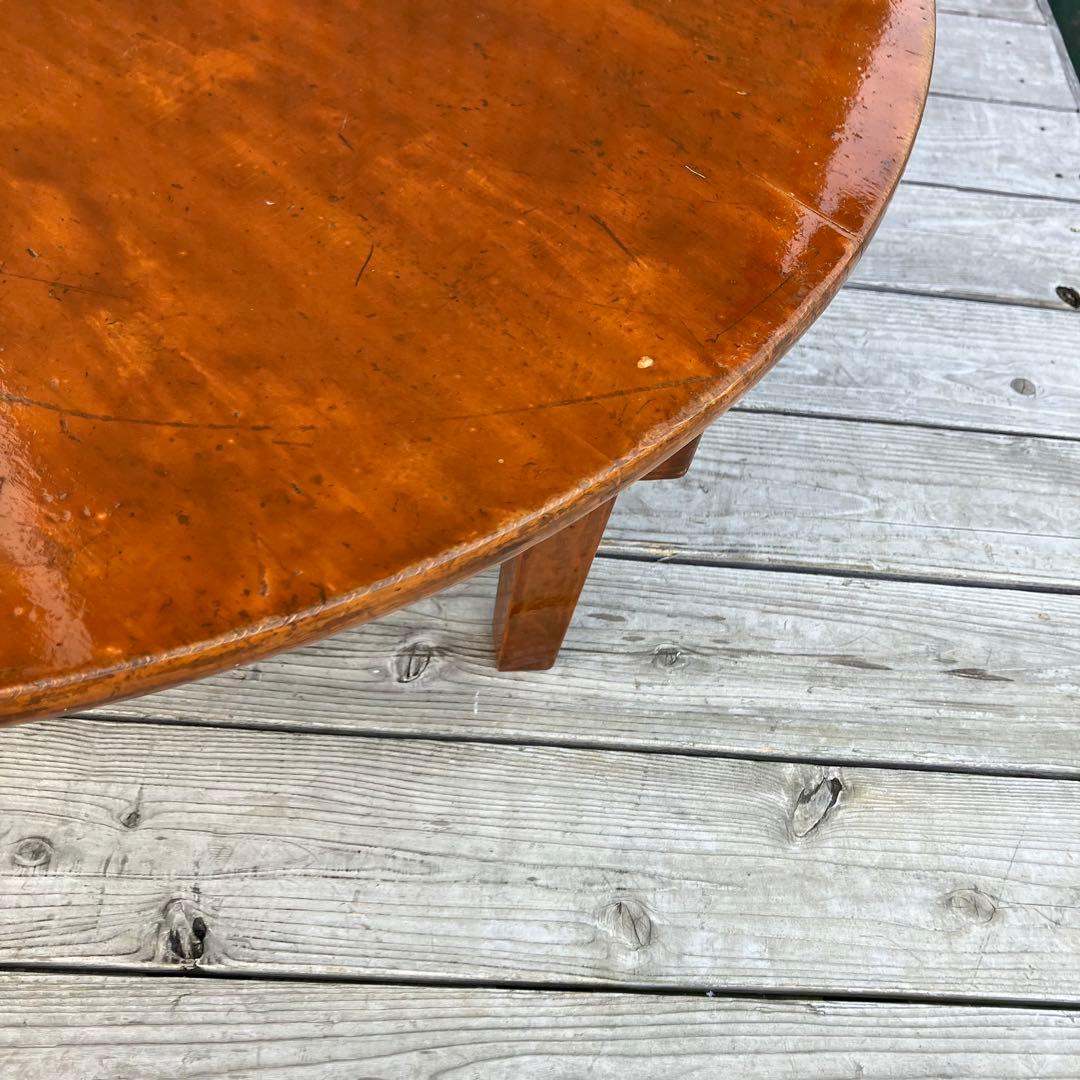 昭和レトロ 木製円卓 円形座卓 折りたたみテーブル ちゃぶ台 ラウンドテーブル