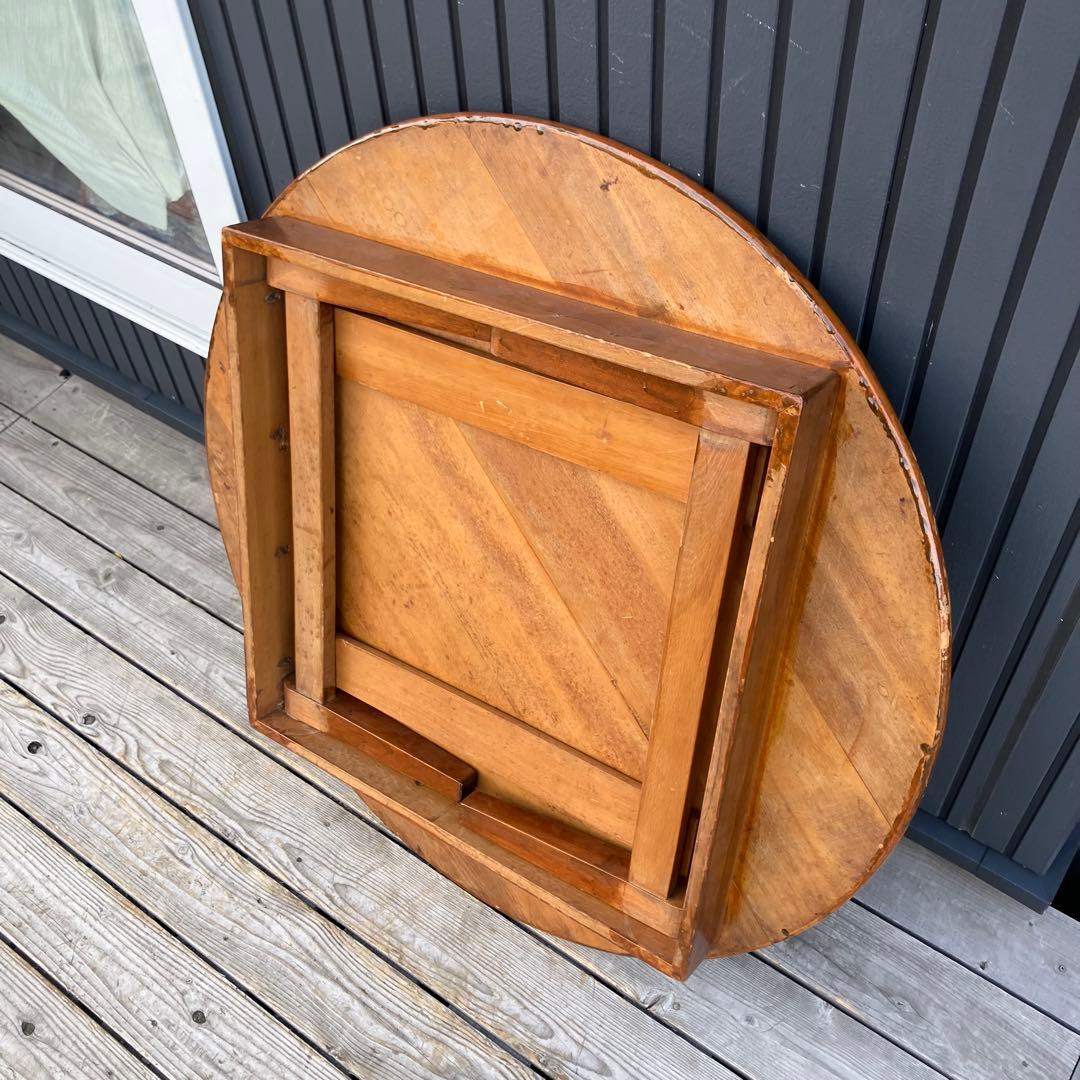 昭和レトロ 木製円卓 円形座卓 折りたたみテーブル ちゃぶ台 ラウンドテーブル