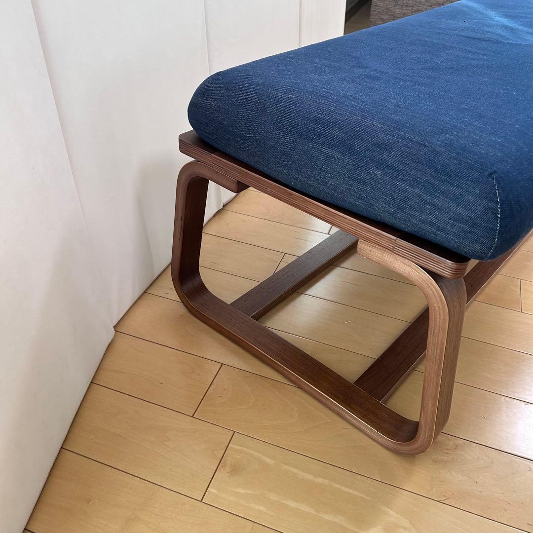無印良品　リビングでもダイニングでもつかえるベンチ1 アーム 椅子　デニム生地