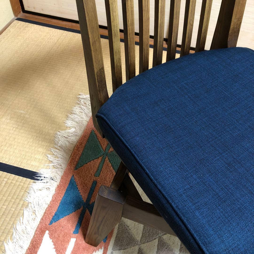 ③和モダン　木製ダイニングチェア ネイビー　肘なし