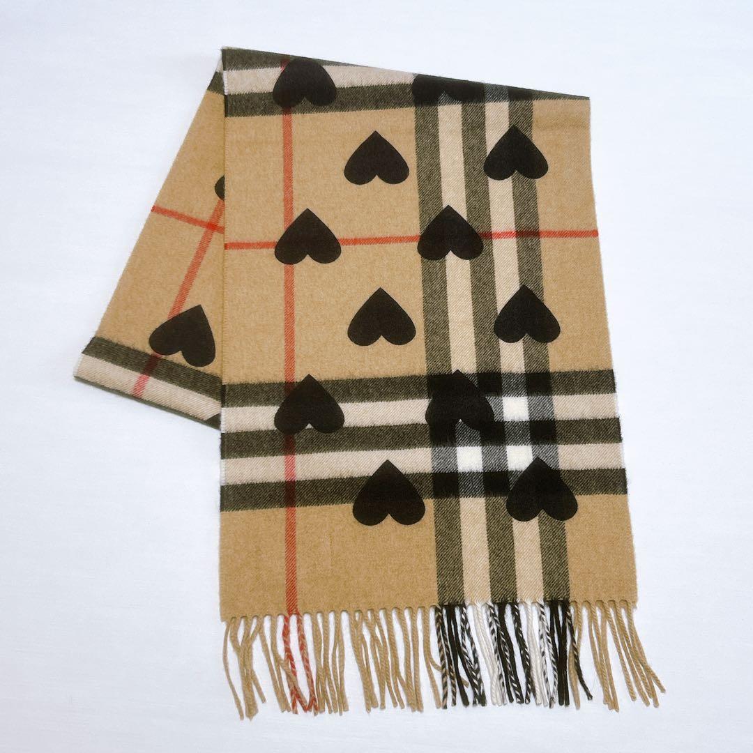 レア✨希少 バーバリー マフラー ハート柄 ノバチェック カシミヤ100％