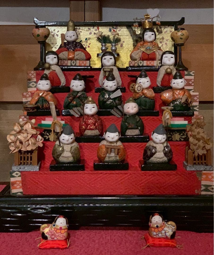 雛人形 ひな祭り 豆雛 伝統的な5段ひな人形セット レア アンティーク 犬筥