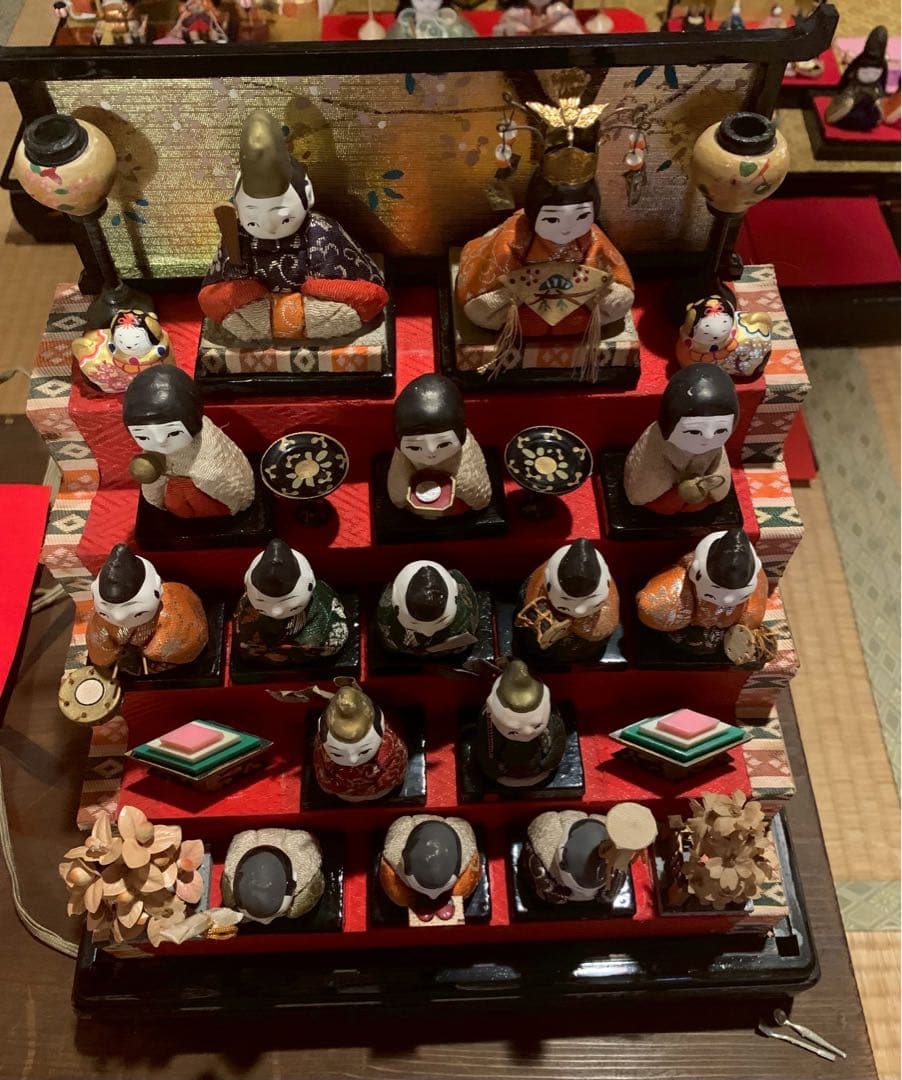 雛人形 ひな祭り 豆雛 伝統的な5段ひな人形セット レア アンティーク 犬筥