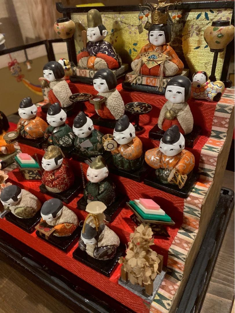 雛人形 ひな祭り 豆雛 伝統的な5段ひな人形セット レア アンティーク 犬筥