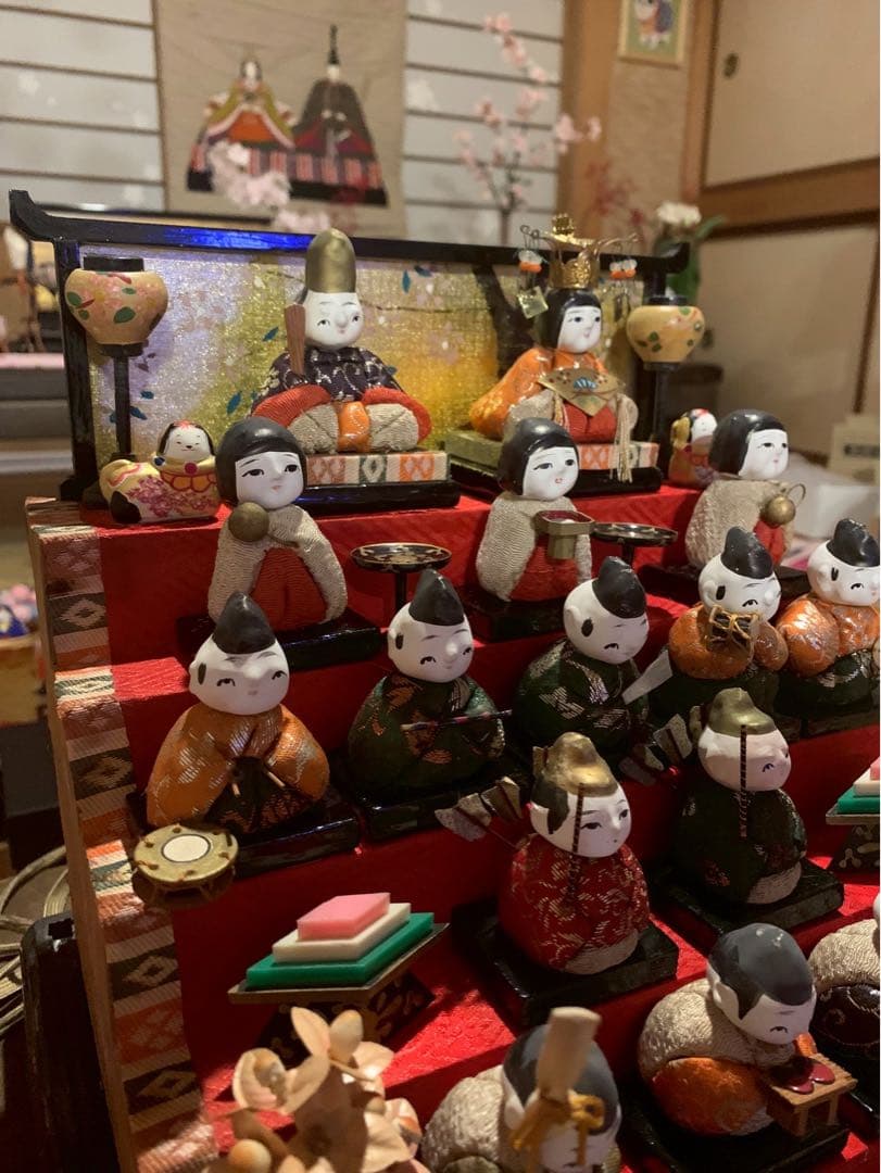 雛人形 ひな祭り 豆雛 伝統的な5段ひな人形セット レア アンティーク 犬筥