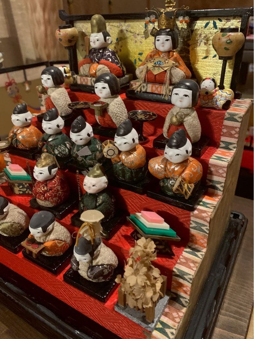 雛人形 ひな祭り 豆雛 伝統的な5段ひな人形セット レア アンティーク 犬筥