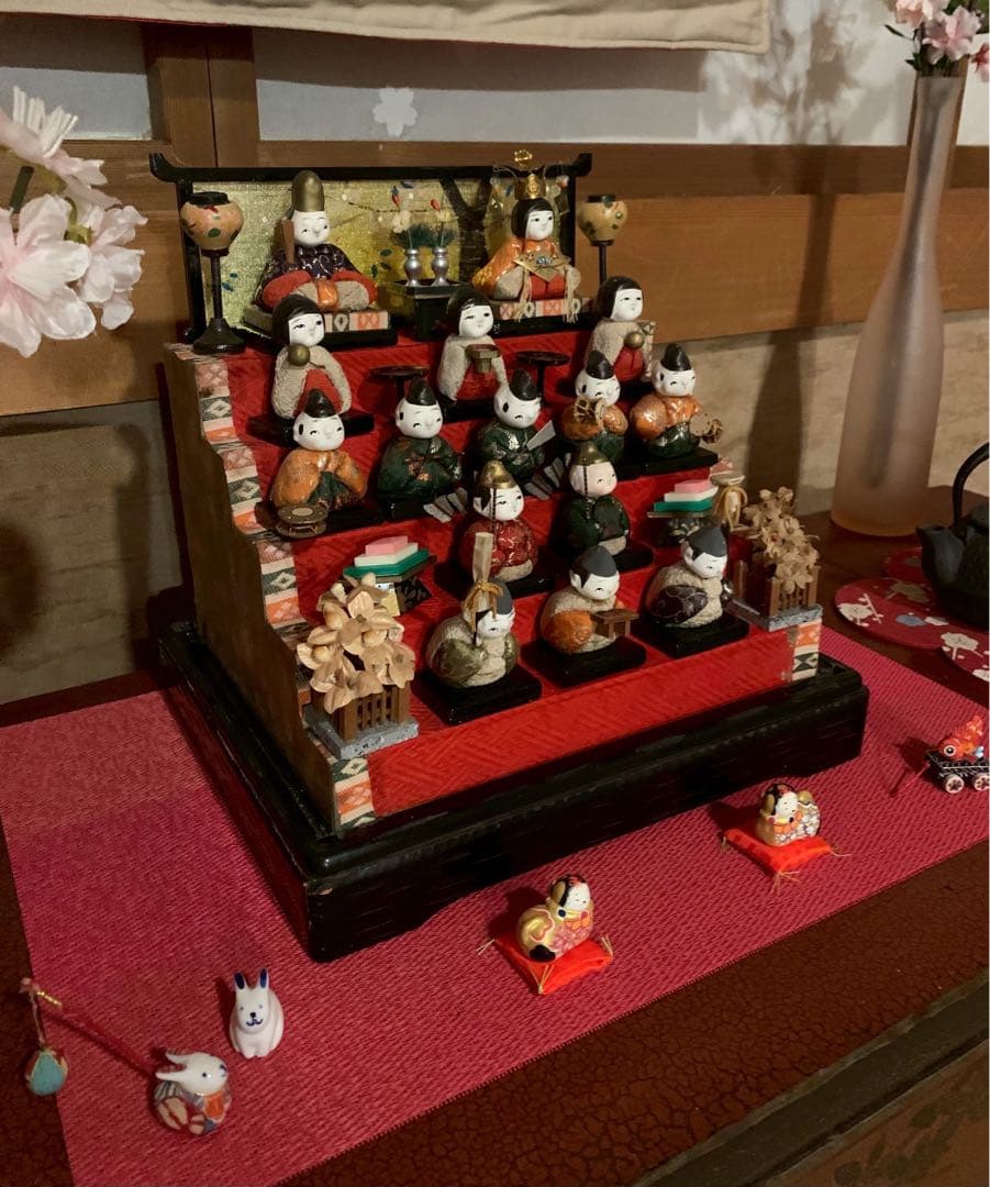 雛人形 ひな祭り 豆雛 伝統的な5段ひな人形セット レア アンティーク 犬筥