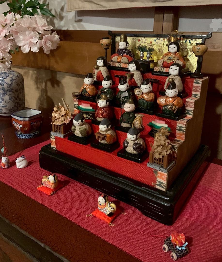 雛人形 ひな祭り 豆雛 伝統的な5段ひな人形セット レア アンティーク 犬筥