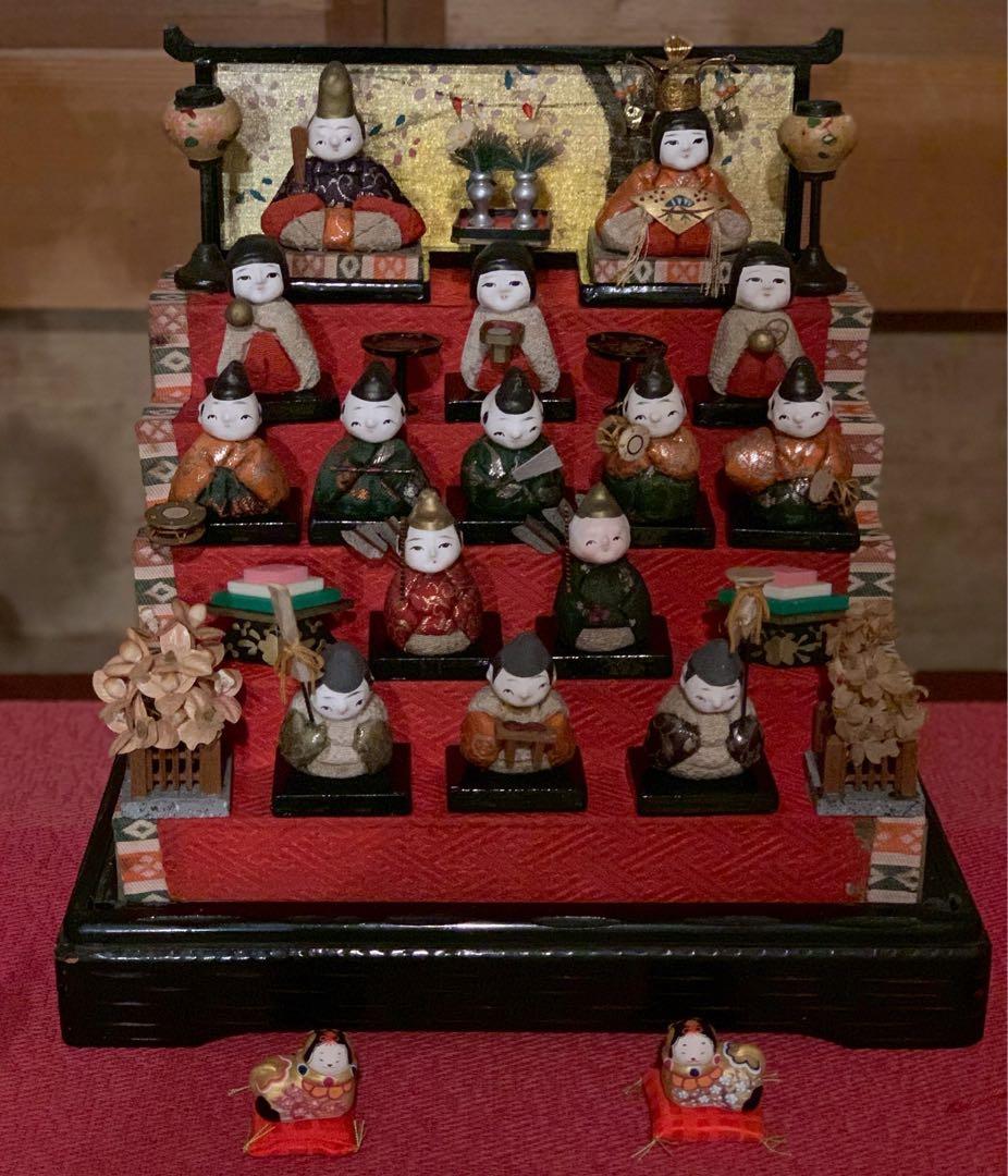 雛人形 ひな祭り 豆雛 伝統的な5段ひな人形セット レア アンティーク 犬筥