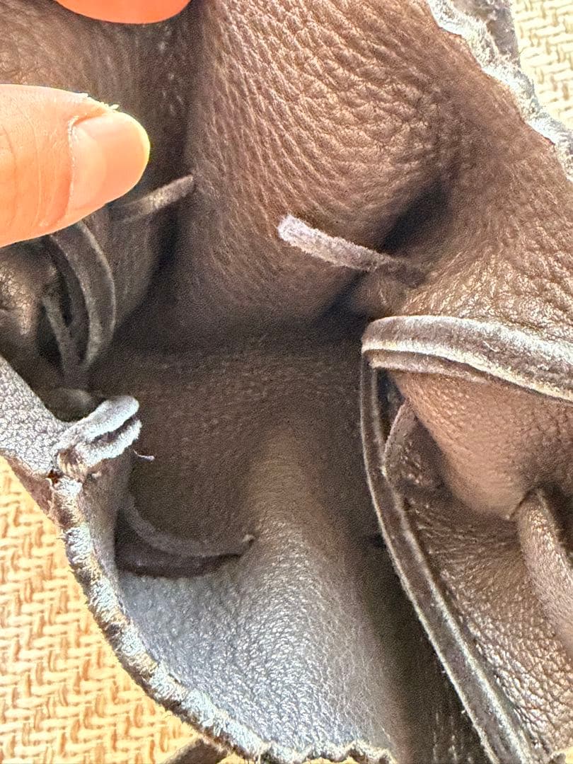 鹿革 巾着ポーチ ディアスキン 黒