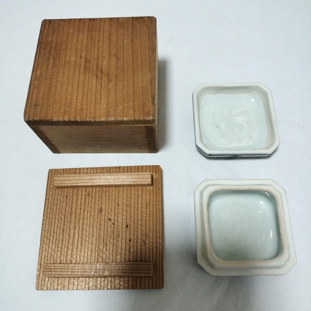 茶道具 京焼 平安北峰造 青華馬図 香合