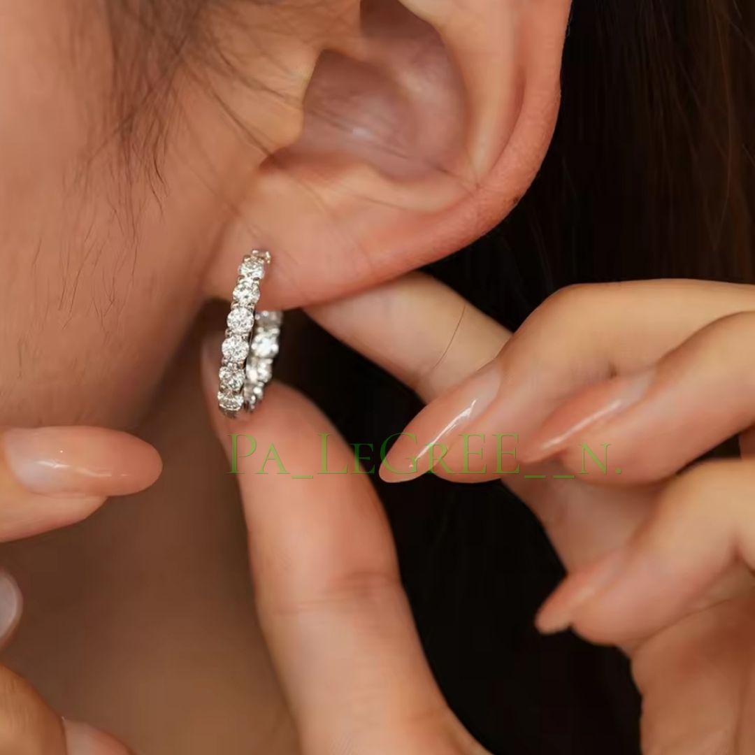 aa0eピアス♪レディース　モアサナイト　フープ　シンプル　S925　プラチナ