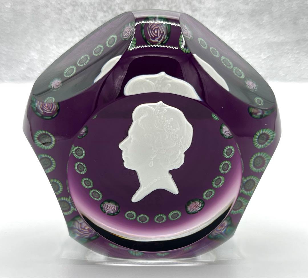 バカラ エリザベス女王 シルバージュビリー ミルフィオリ ペーパーウェイト 美品