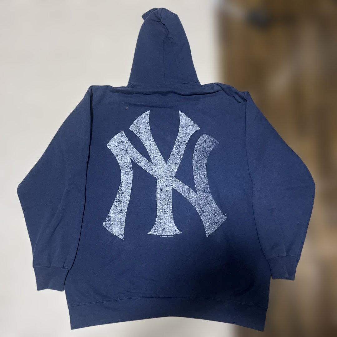 Yankees 90s ジップフーディーネイビー
