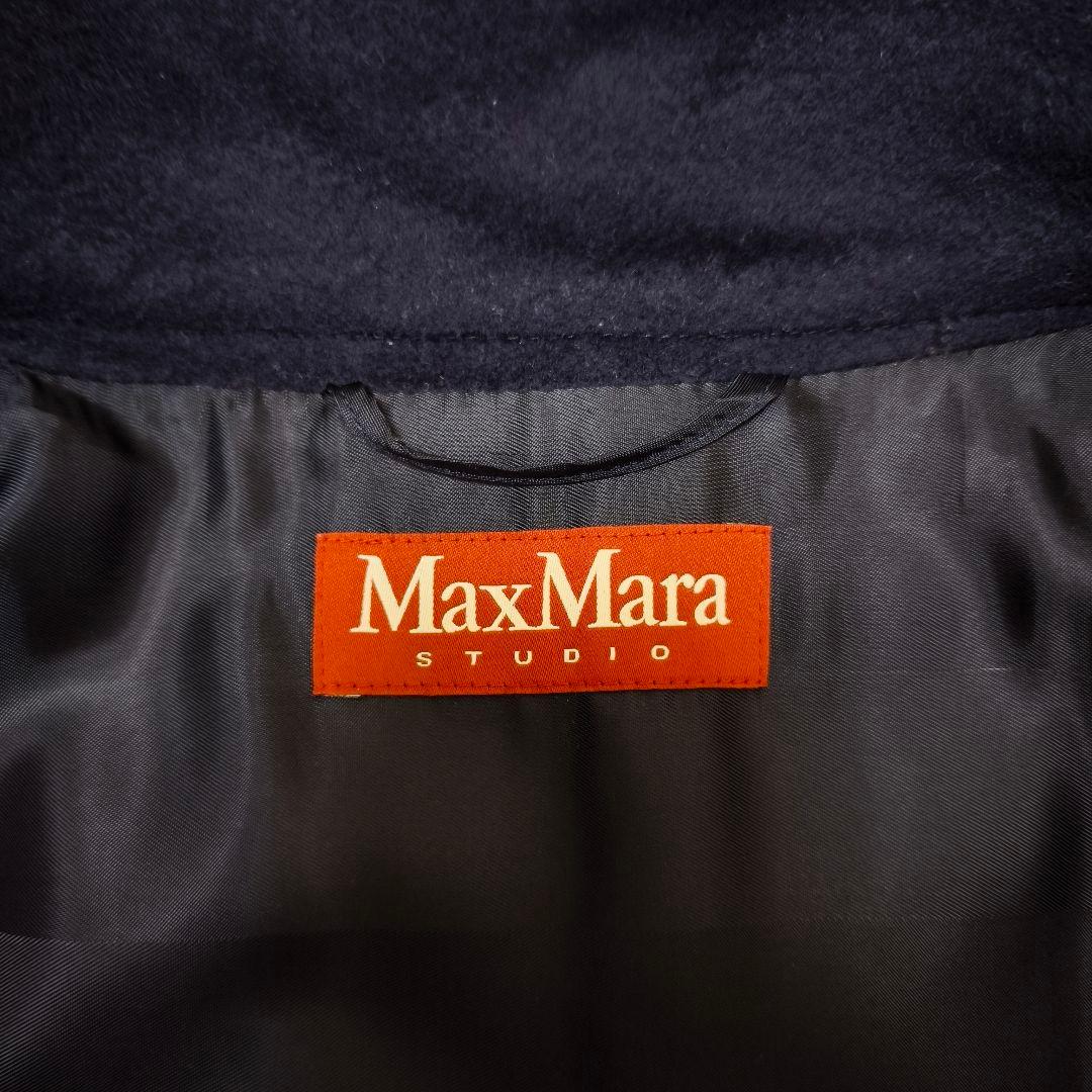未使用級 マックスマーラ MaxMara ウロコカシミヤタッチ ロングコート黒