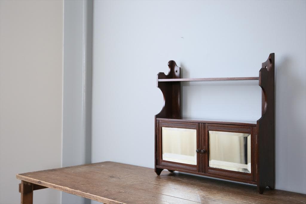 イギリスアンティーク木製ウォールシェルフ/壁掛けラック/飾り棚(91-189)