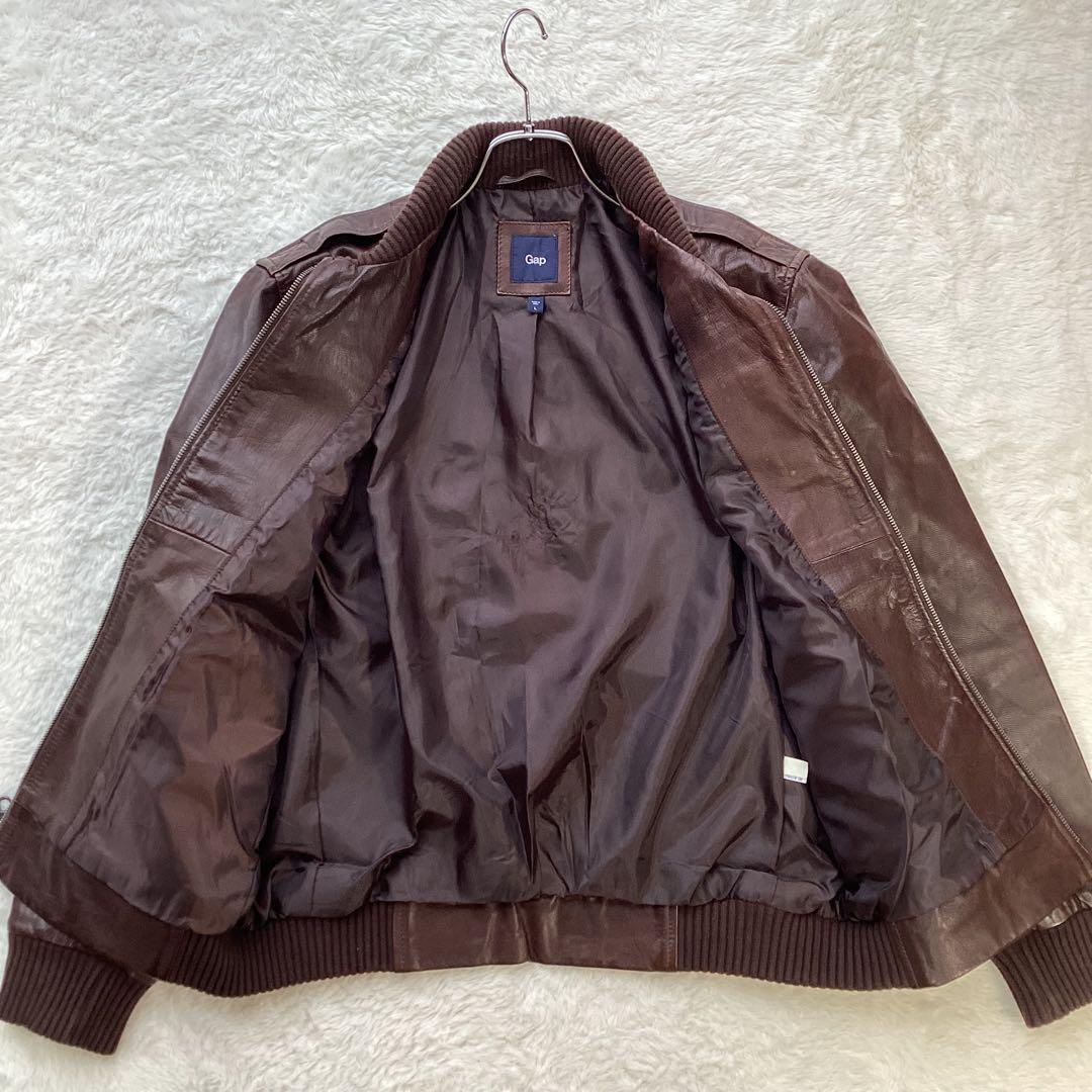 ギャップ　レザージャケット　ブラウン　ヤギ　山羊　ゴートレザー