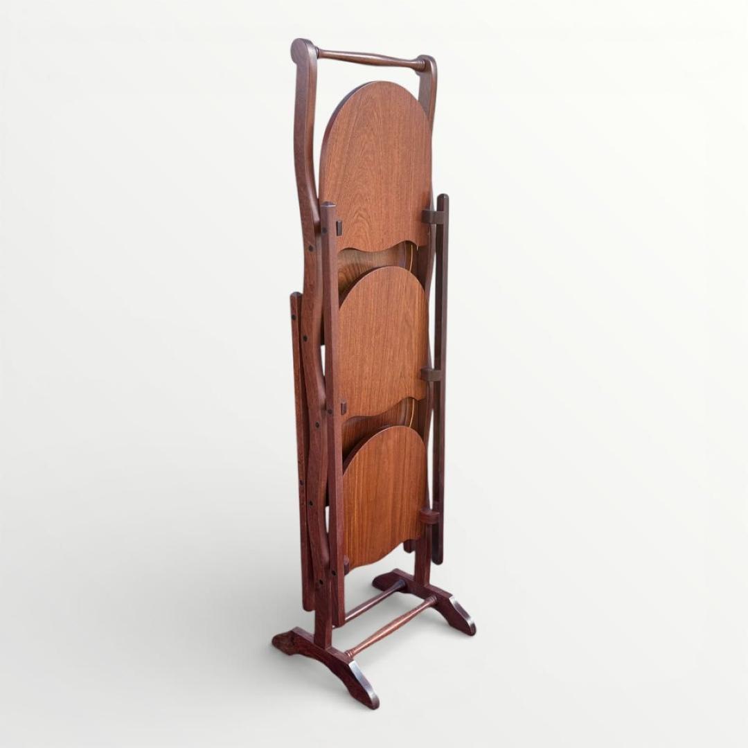 希少 英国アンティーク ケーキスタンド イギリス 折りたたみ マホガニー