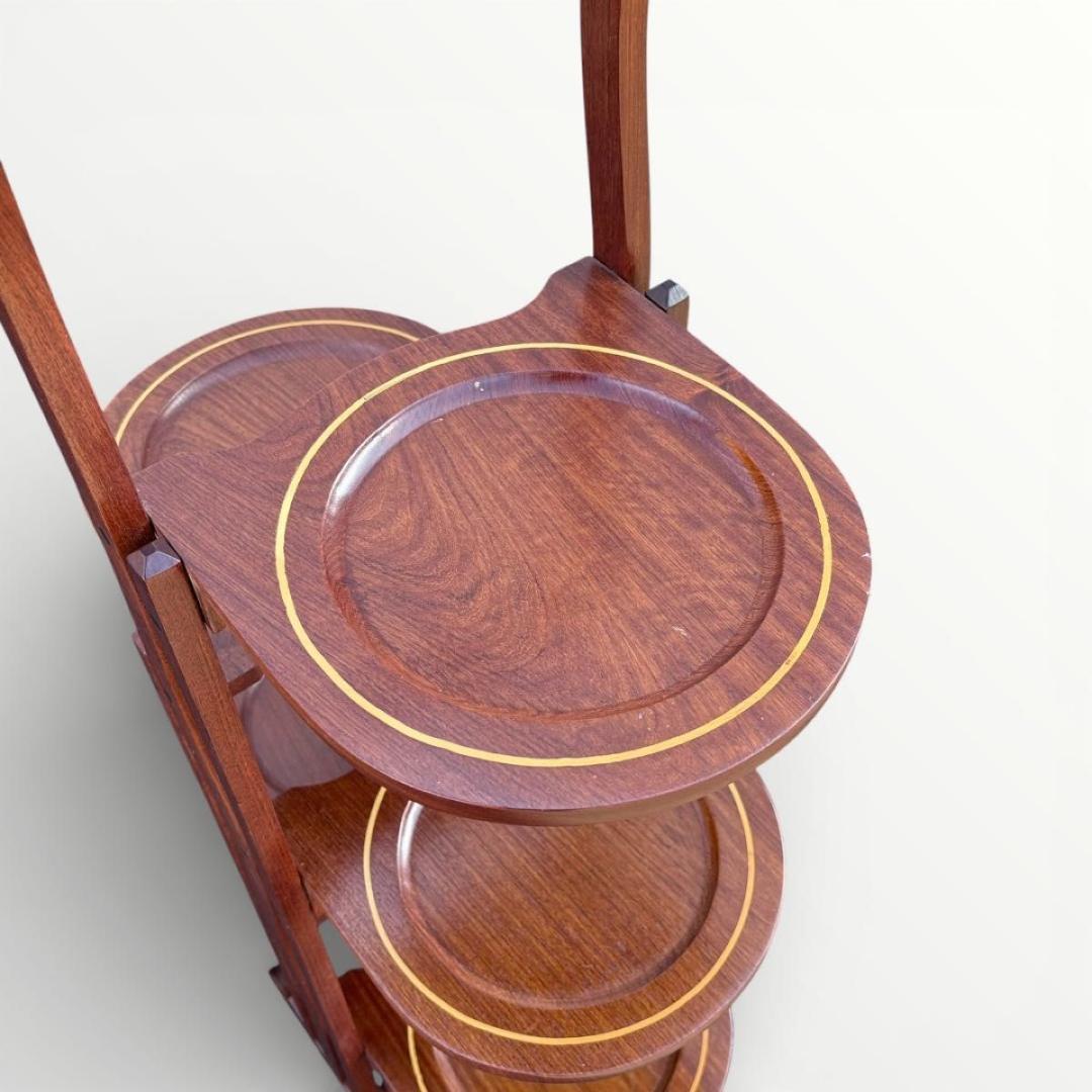 希少 英国アンティーク ケーキスタンド イギリス 折りたたみ マホガニー