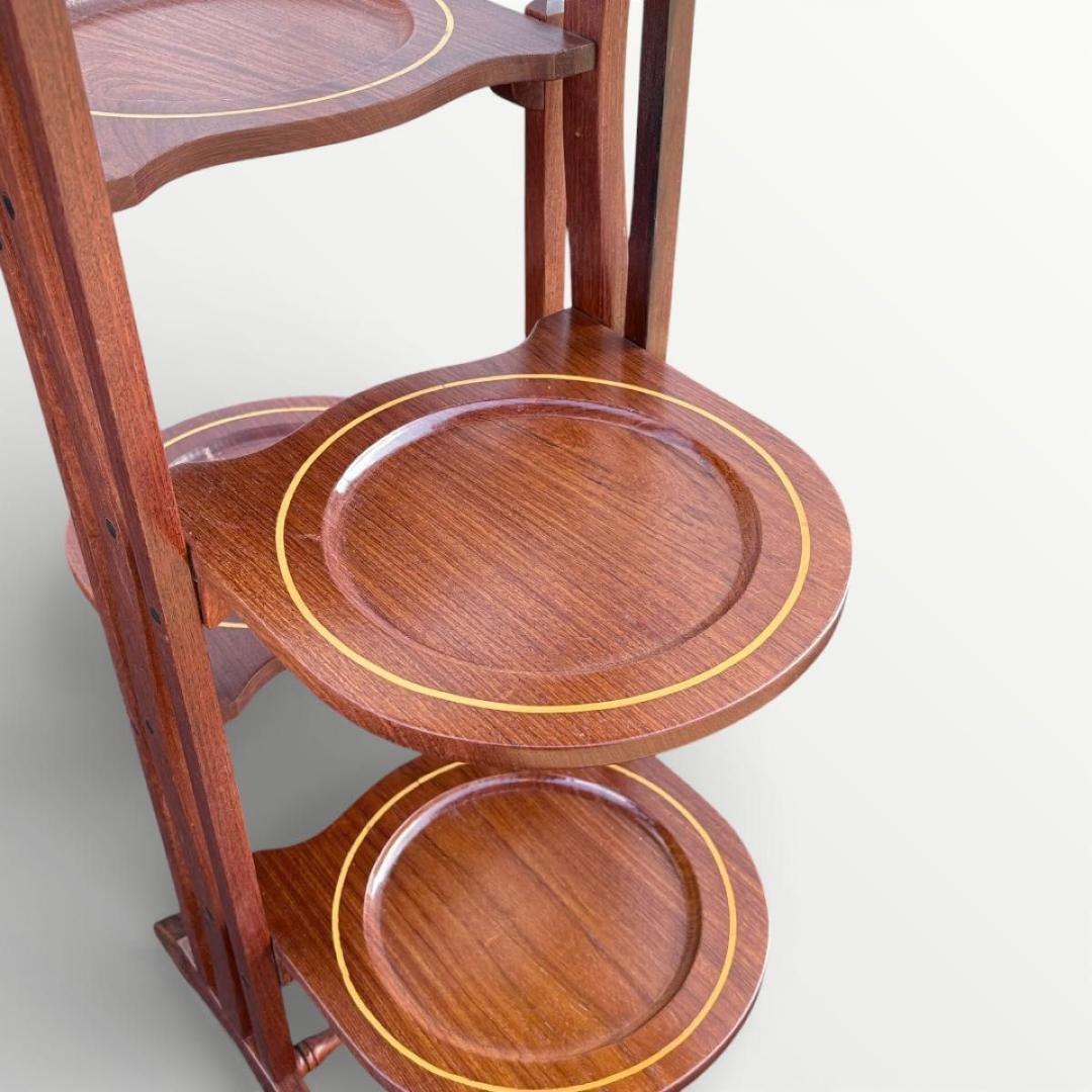 希少 英国アンティーク ケーキスタンド イギリス 折りたたみ マホガニー