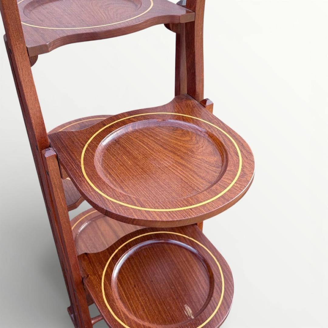 希少 英国アンティーク ケーキスタンド イギリス 折りたたみ マホガニー