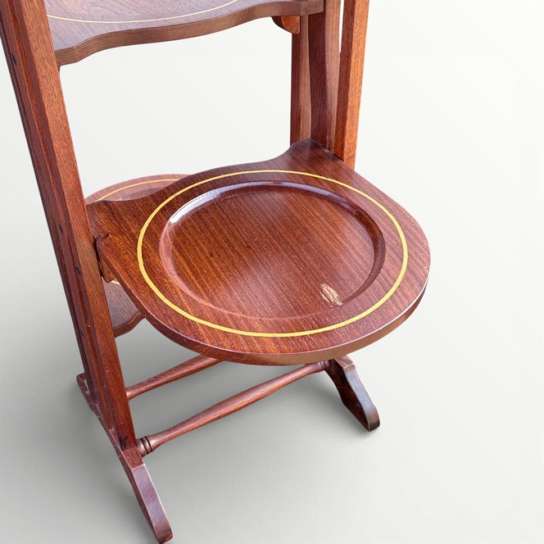 希少 英国アンティーク ケーキスタンド イギリス 折りたたみ マホガニー