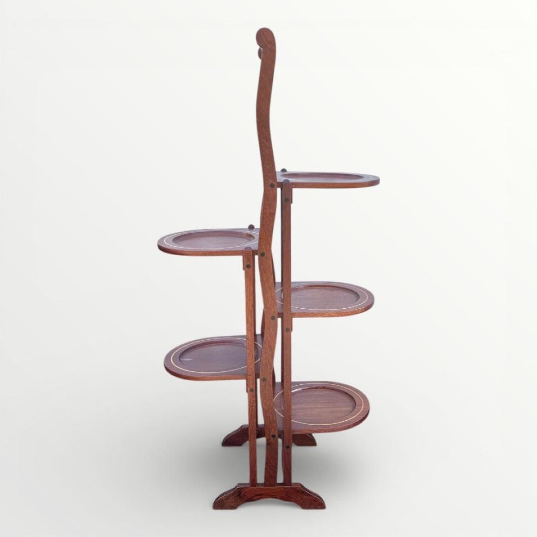 希少 英国アンティーク ケーキスタンド イギリス 折りたたみ マホガニー