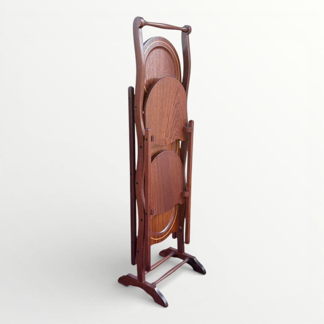 希少 英国アンティーク ケーキスタンド イギリス 折りたたみ マホガニー