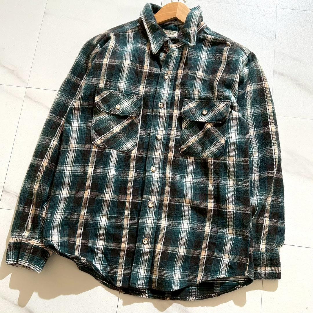 90s　好配色　FIVE BROTHER　厚手　　フランネルシャツ　緑　XL