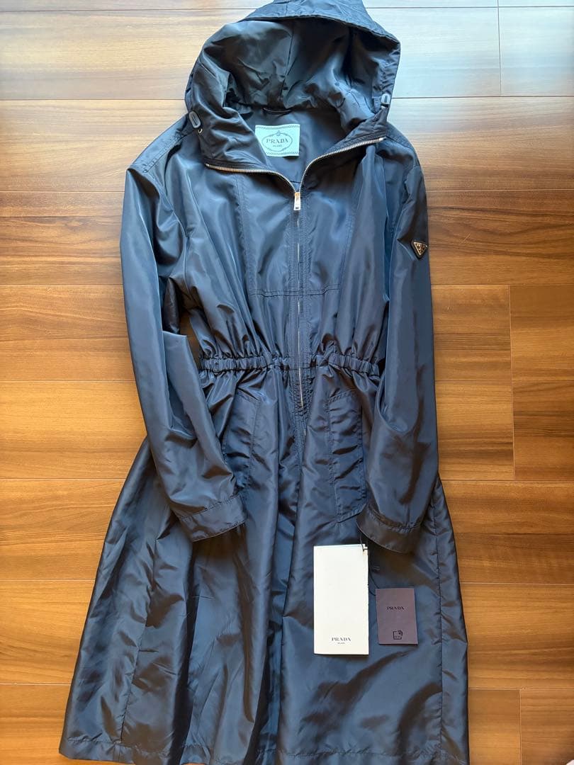 PRADA ナイロン　ロングコート　ネイビー　42 Re-Nylon